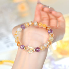 Natural Yellow Pagoda Crystal Citrine Freeform Bracelet - Wisdom & Nobility