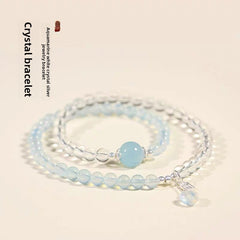 Aquamarine Bracelet Light Luxury, Niche, Exquisite, Layered Beads - Tranquility & Spirituality