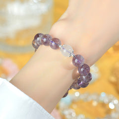 Natural Large Particle Light Amethyst Blue Moonlight Butterfly Bracelet - Purification & Energy