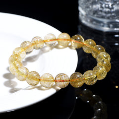 Natural Blonde Crystal Round Bead Bracelet - Vitality & Energy