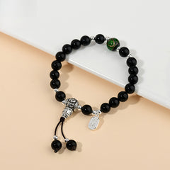 Natural Obsidian Bracelet Green Fragrant Gray Colored Glaze Buddha Beads Rosary Women's Bracelet - Confidence & Energy