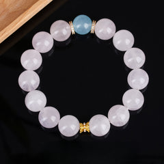 Natural Pink Crystal Aquamarine Bracelet - Love & Calm