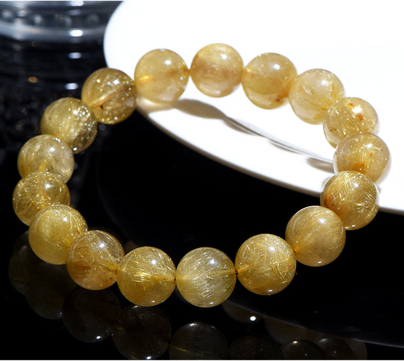 Natural Blonde Crystal Round Bead Bracelet - Vitality & Energy