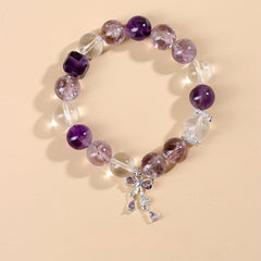 Natural Amethyst Purple Tower Crystal White Crystal Bracelet - Energy & Spirituality