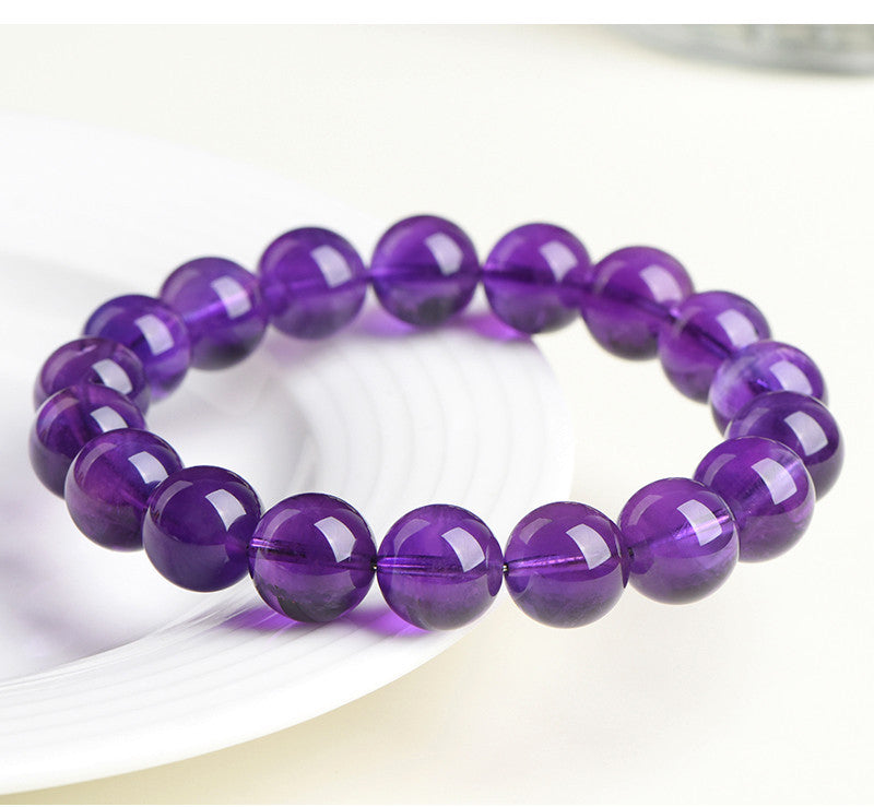 Natural Uruguay Seven Degrees Amethyst Round Bead Bracelet - Calmness & Harmony
