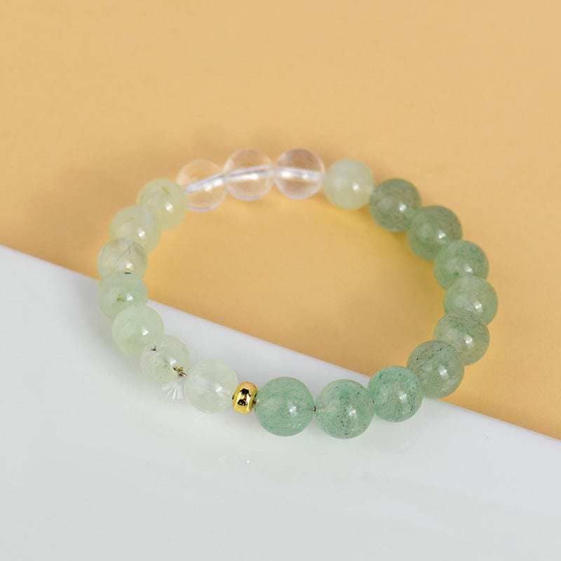 Natural Crystal Green Strawberry Crystal Prehnite White Crystal Bracelet - Love & Energy