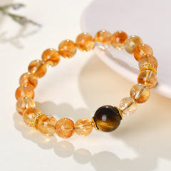 Natural Crystal Yellow Pagoda Crystal Yellow Tiger Eye Stone Bracelet - Wealth & Good Fortune