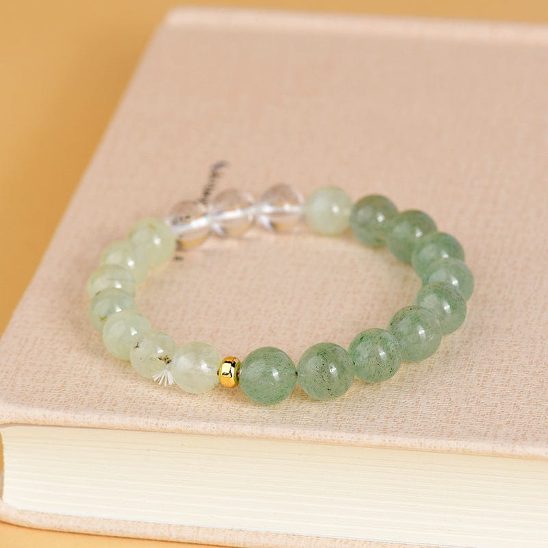 Natural Crystal Green Strawberry Crystal Prehnite White Crystal Bracelet - Love & Energy