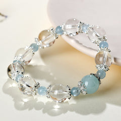 Natural White Crystal Aquamarine Bracelet - Emotion & Healing