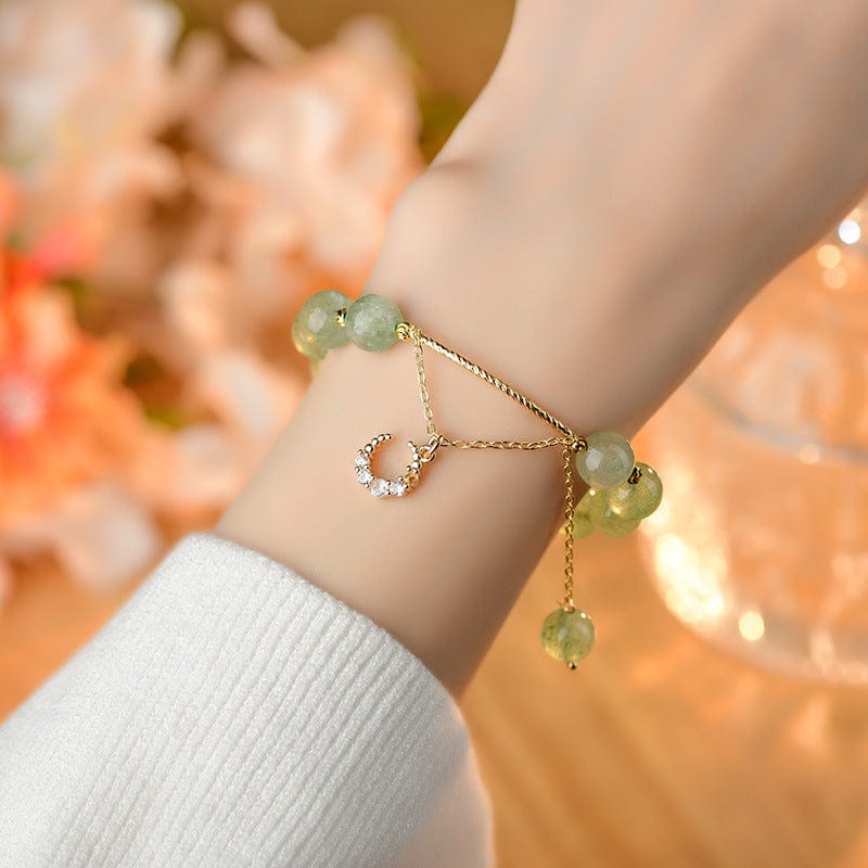 Natural Green Strawberry Crystal Bracelet - Career & Balance