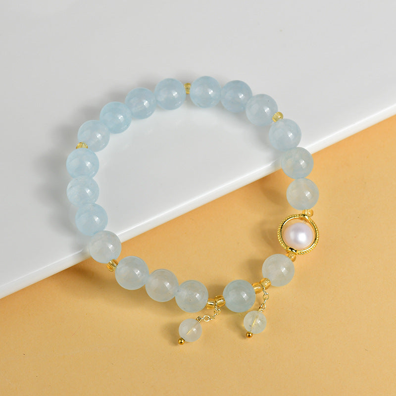 Natural Aquamarine Bracelet Sweet Fresh Original Fashion Niche Light Luxury Bracelet - Purity & Healing