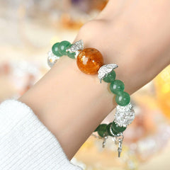 Crystal Green Strawberry Yellow Gum Flower Star Tassel Butterfly Bracelet - Energy & Luck