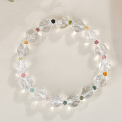 Natural Faceted White Crystal Tourmaline Bracelet - Emotion & Wisdom
