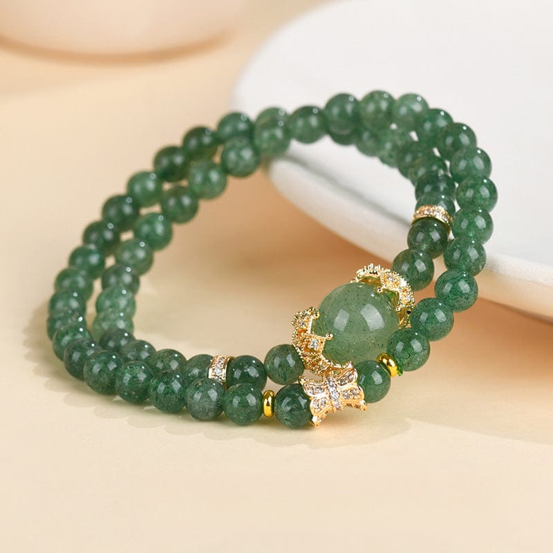 Natural Crystal Green Strawberry Crystal Double Circle Bracelet - Love & Relationships