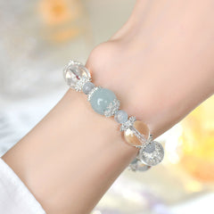 Natural White Crystal Aquamarine Bracelet - Emotion & Healing