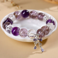Natural Amethyst Purple Tower Crystal White Crystal Bracelet - Energy & Spirituality